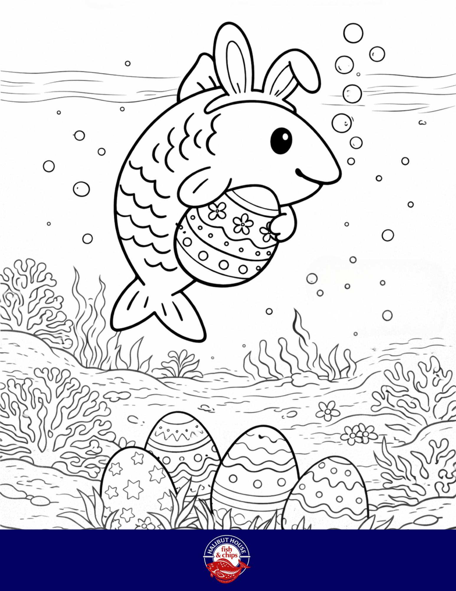 Halibut House Easter colouring contest sketch