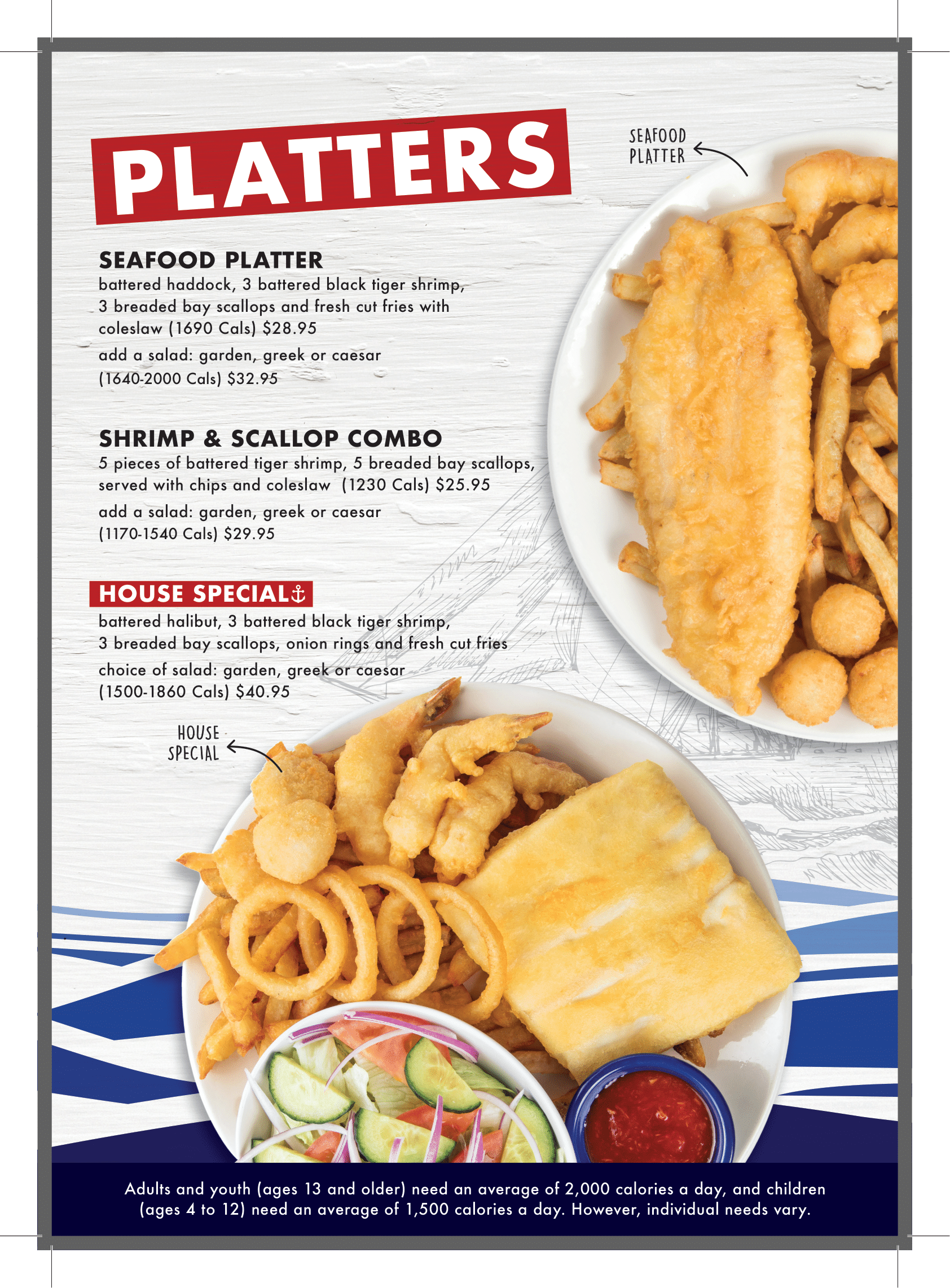 Halibut House dine-in fish and chips menu