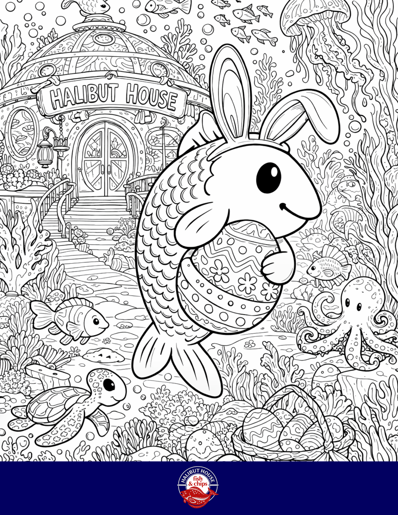 Halibut House online colouring contest sketch