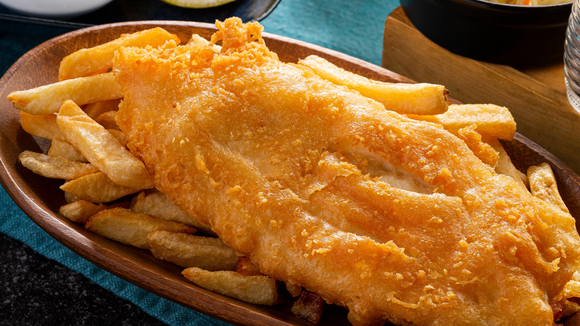 photo of fish and chips at a restaurant