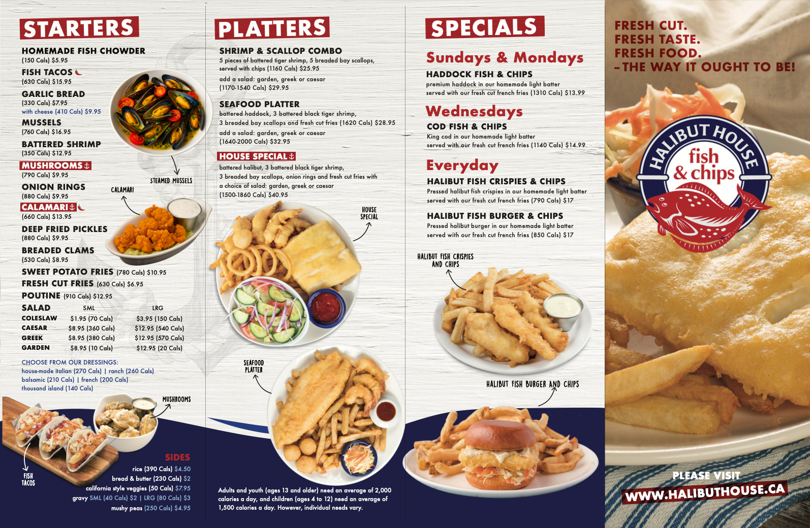 Halibut House lunch and dinner menu