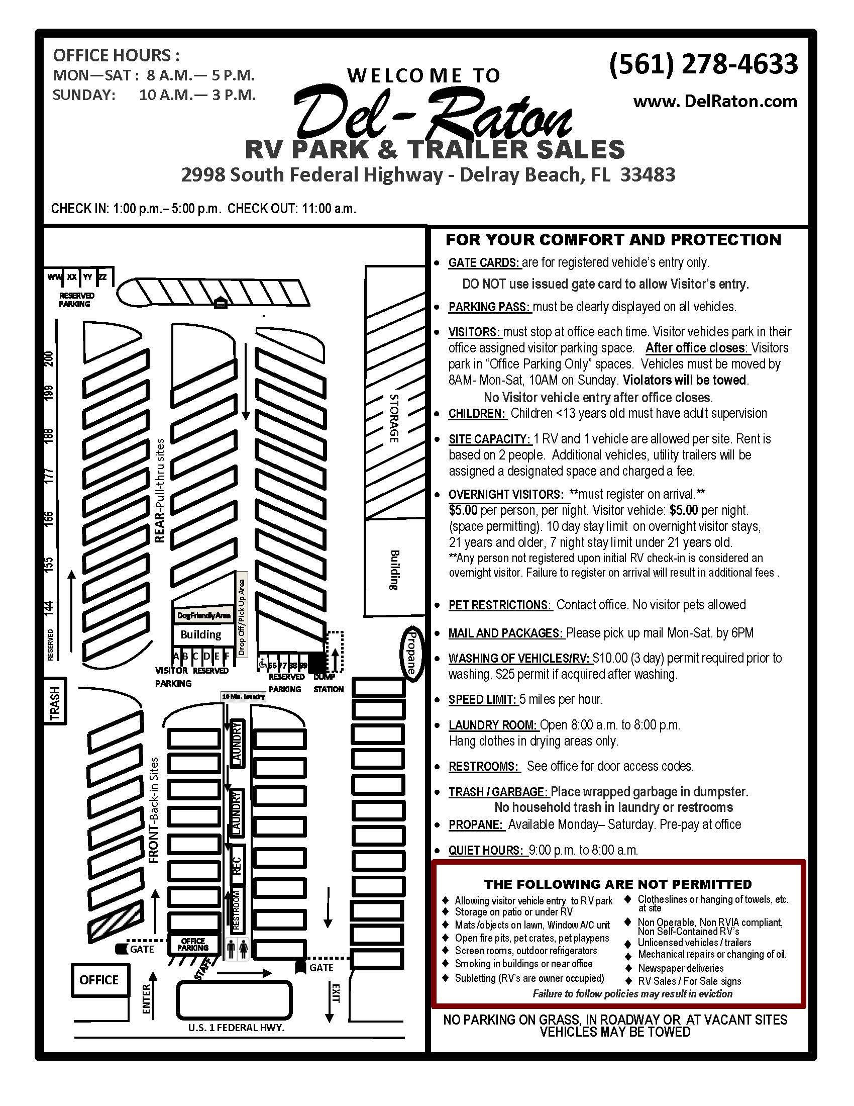 Rate Information 2022-23 — Delray Beach, FL — Del-Raton RV Park & Trailer Sales