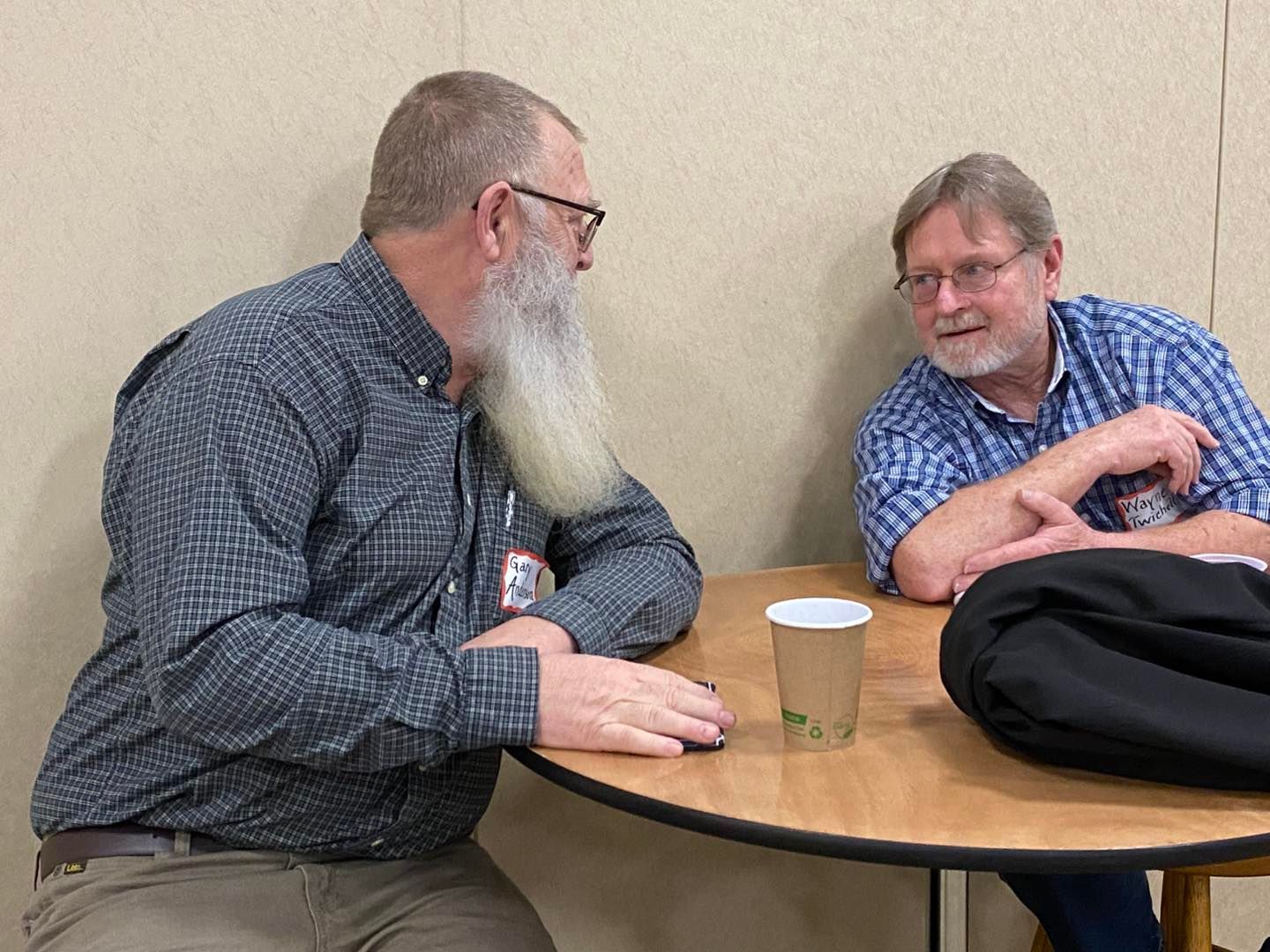 Gary talking with community