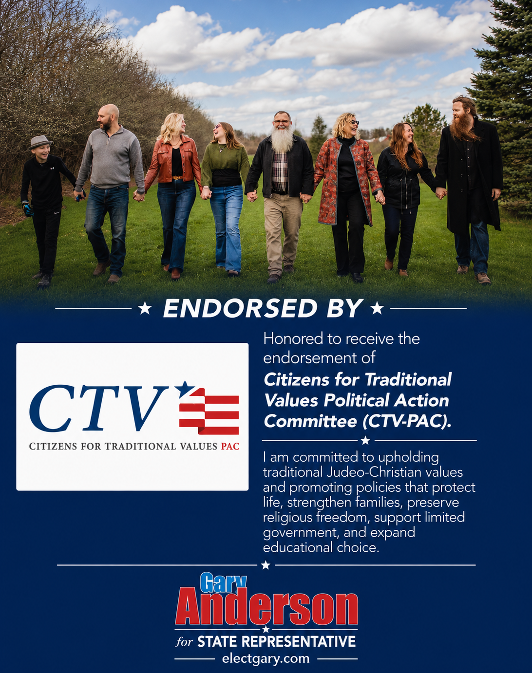 Gary anderson's family on the CTV endorsement graphic