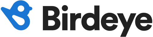 Birdeye logo: a blue bird icon with a black wordmark that says