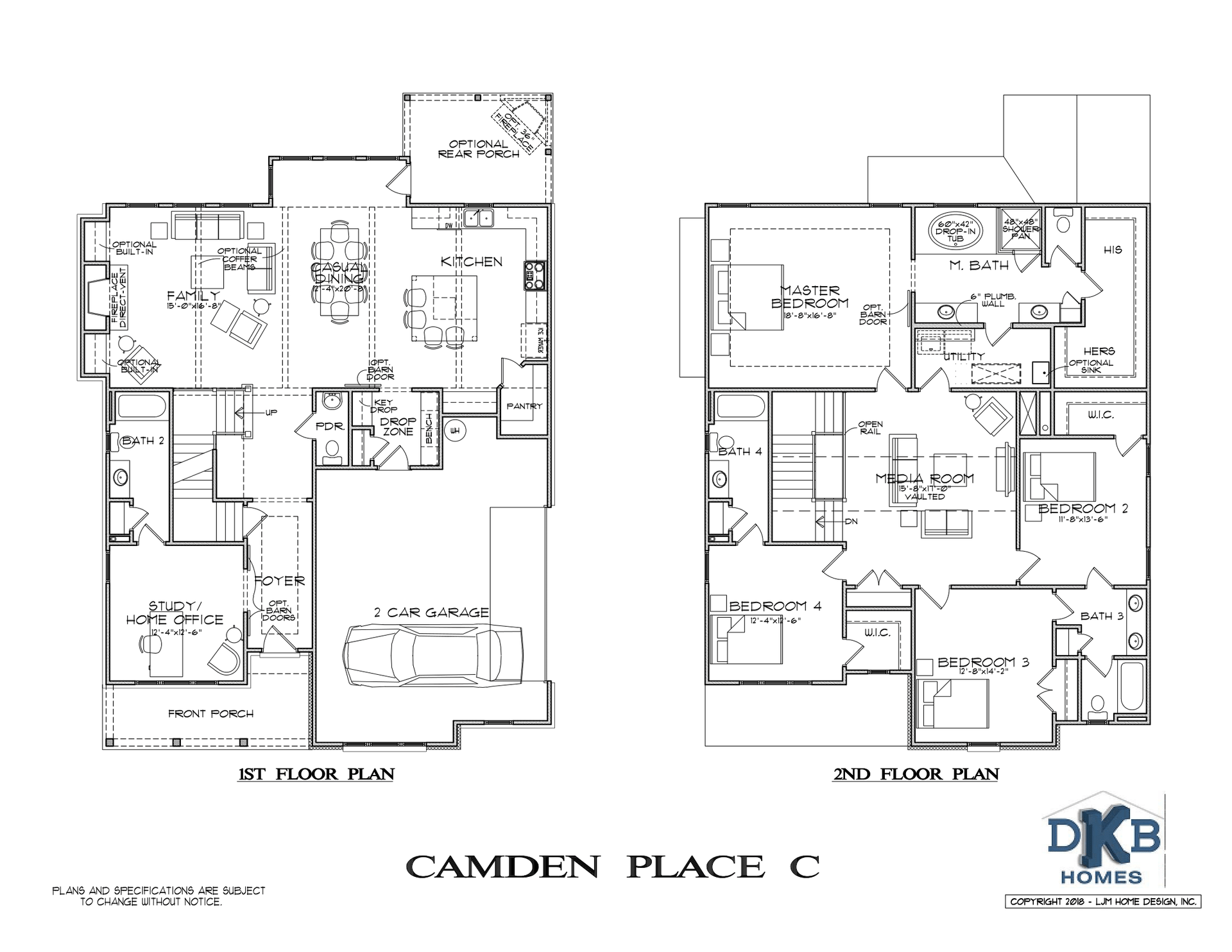 Two black-and-white floor plan drawings labeled “Camden Place C” side by side.
