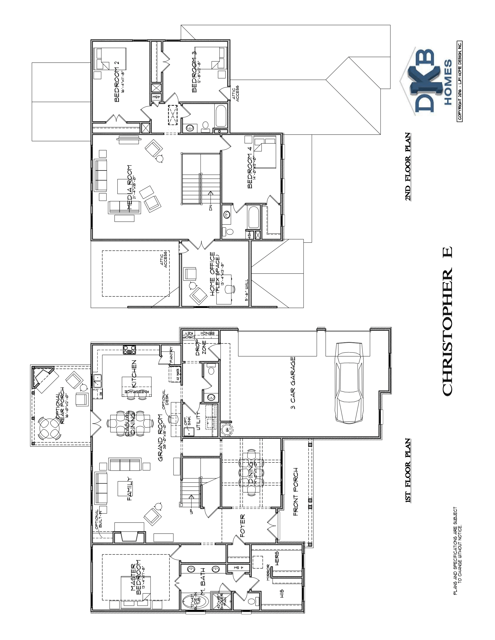 Black-and-white architectural floor plan drawing with two layout diagrams and labels.