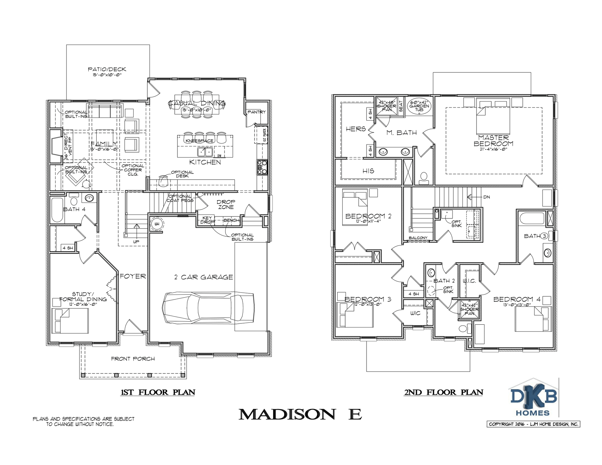Floor plan drawings for a Madison E home layout, showing two apartment floor plans.