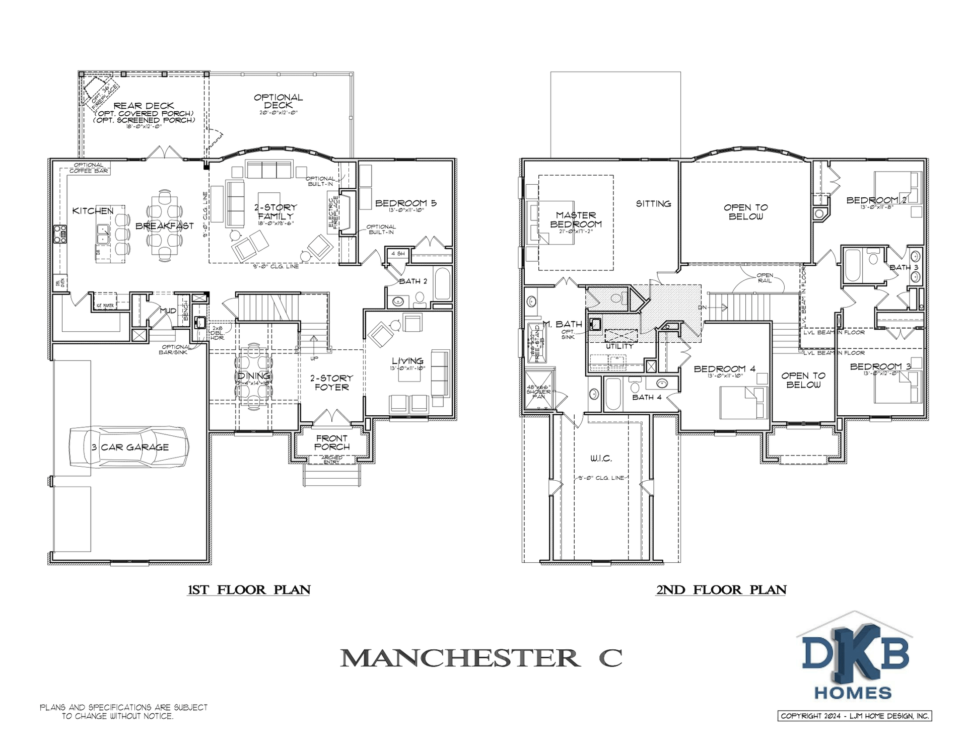 Black-and-white floor plan drawings labeled Manchester C with first- and second-floor layouts.