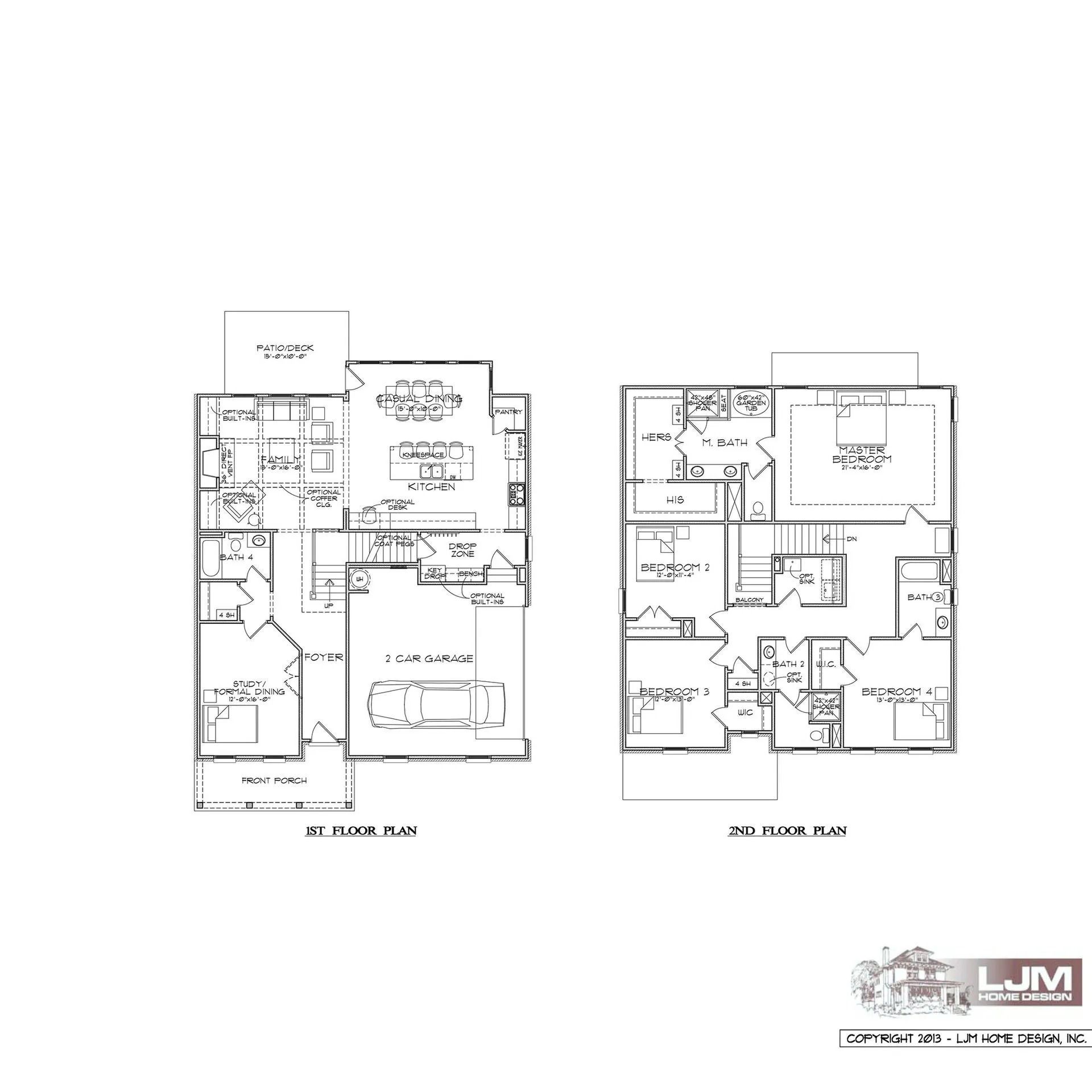 Two-story house floor plan, showing first and second floor layouts with rooms, walls, and dimensions.