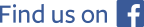 Find us on Facebook badge with blue Facebook logo