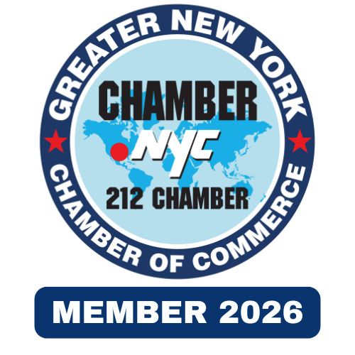 Greater New York Chamber of Commerce member 2026 badge with NYC map logo