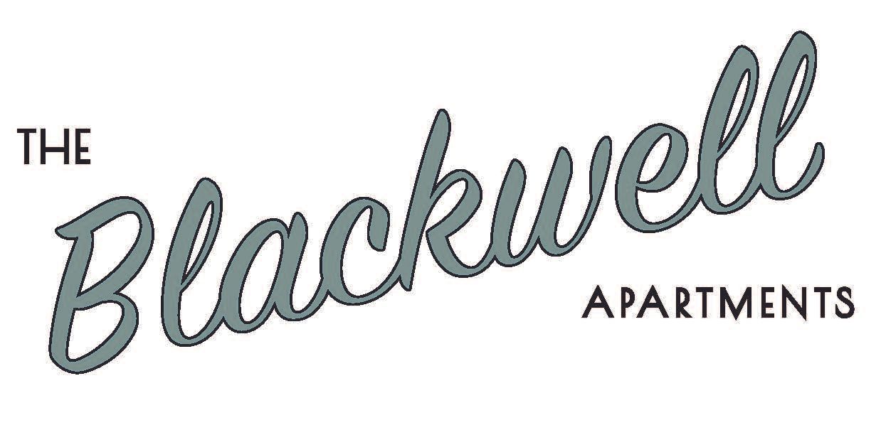 The Blackwell Apartments logo in gray and black script text