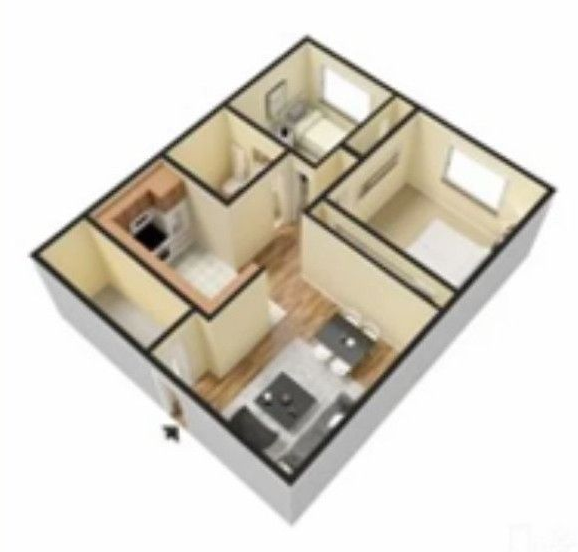 Floor Plan: 2 Bed · 1 Bath ·TBD SQ. FT.