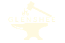 A yellow logo with an anvil and a hammer on a white background.