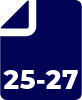 Ciemnoniebieski kwadrat z białą ikoną pliku i tekstem „25-27”.