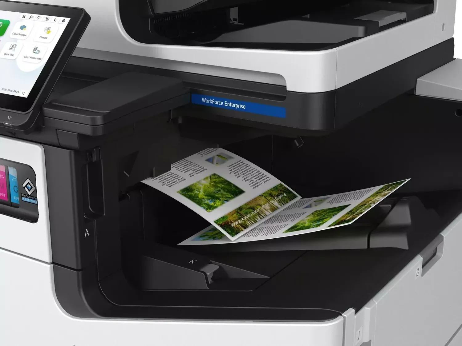 Epson AM-C10000 — kolorowy wydruk na tacy odbiorczej