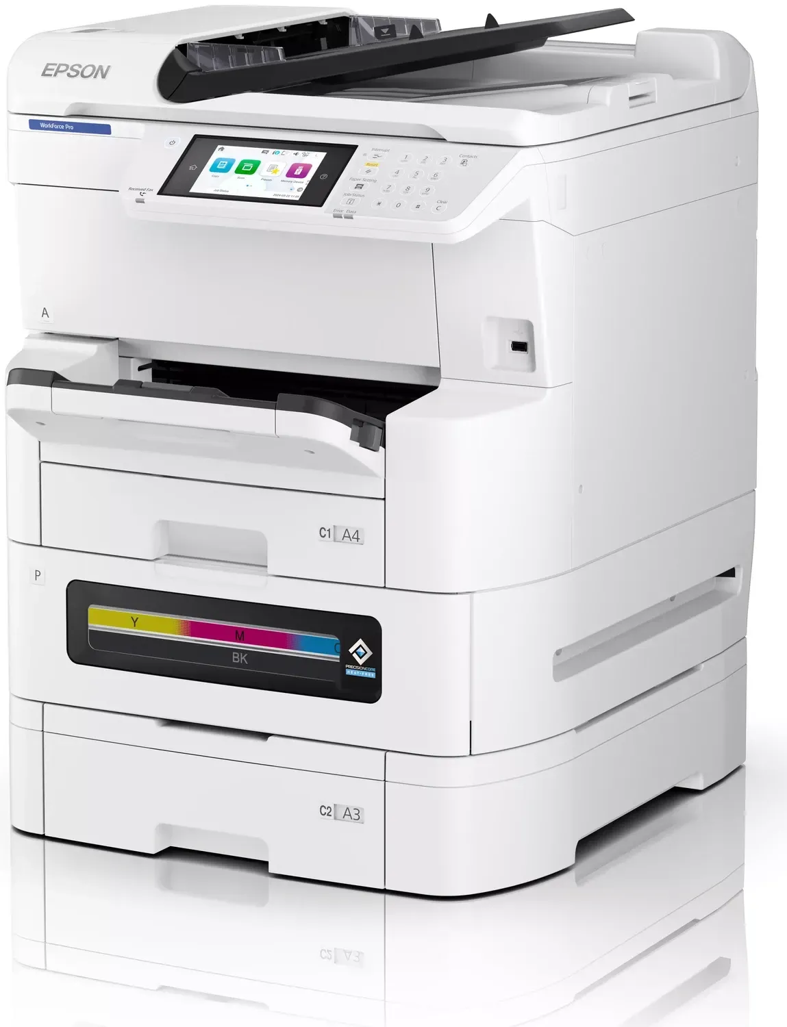 Epson EM-C8100RDWF — kolorowe urządzenie wielofunkcyjne A3 z panelem dotykowym 12,7 cm