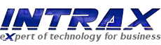 Logo INTRAX z tekstem „Ekspert technologii dla biznesu” poniżej.
