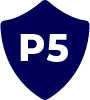Niebieska tarcza z białym tekstem „P5”.