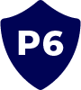 Niebieska tarcza z białym tekstem „P6”.