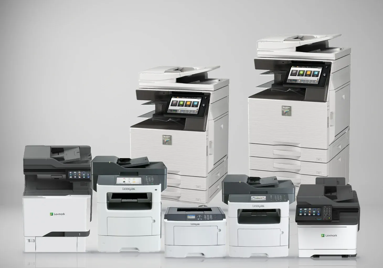 Poleasingowe drukarki i kopiarki Lexmark i Sharp — od drukarki A4 po kolorowe kopiarki A3