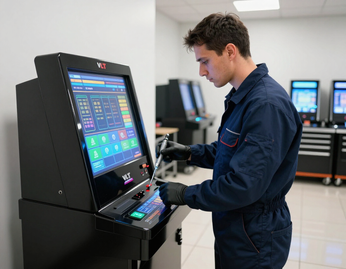Tecnico che controlla un impianto di intrattenimento