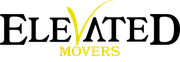 Elevated Movers logo with black text and a yellow upward tick mark over the 