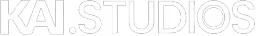 The word "KAI.STUDIOS" in a white, outlined, sans-serif font centered on a solid black background.