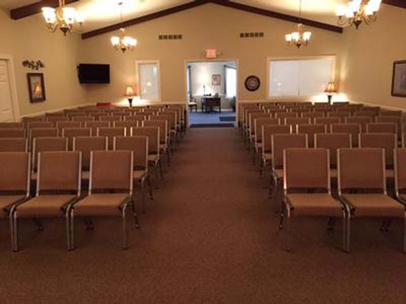 Gathering Area / Chapel prepared for a Service of Wells & Cruz Family Funeral Home and Cremation Care Family Owned Since 1926
