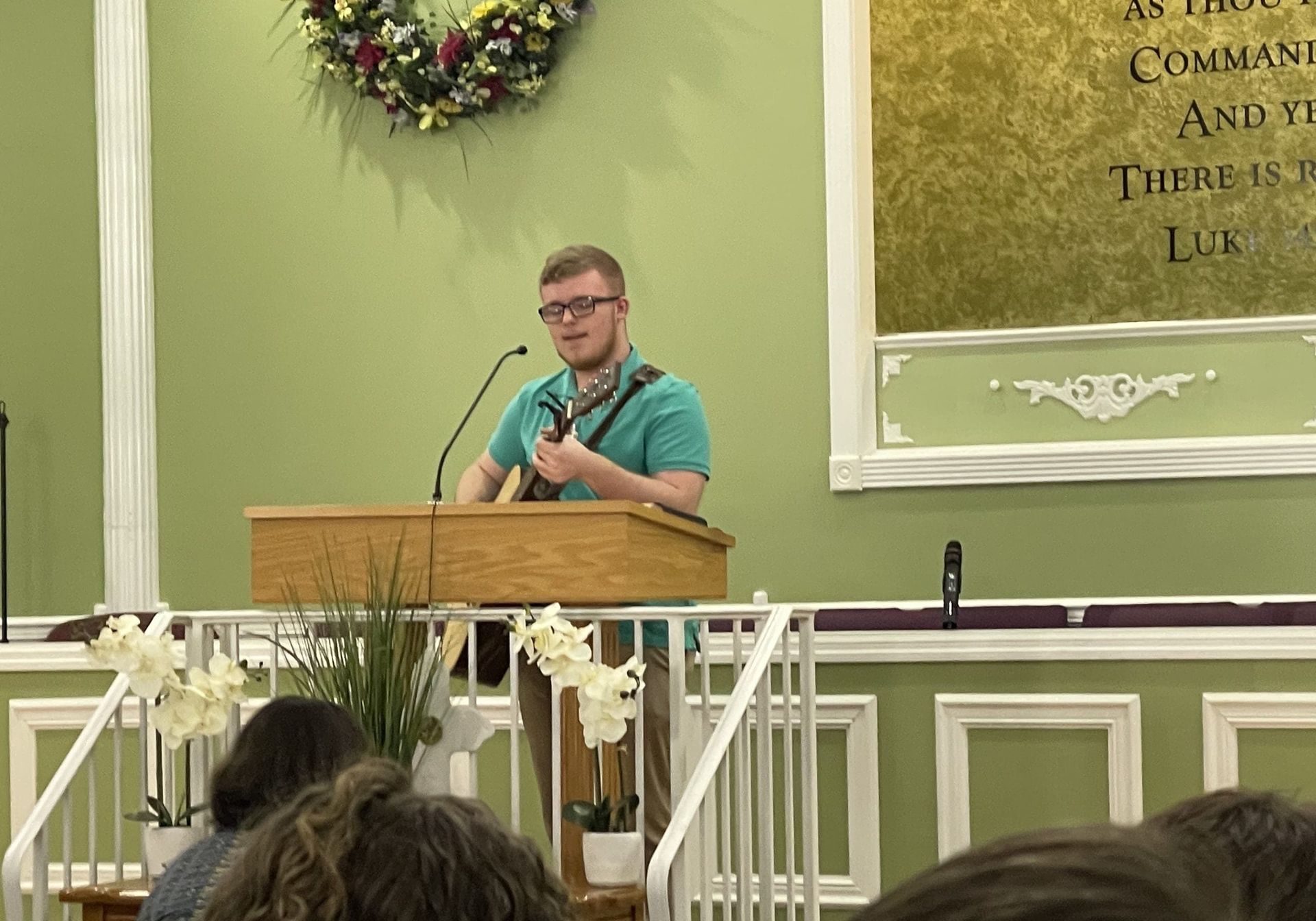 Young man singing a special