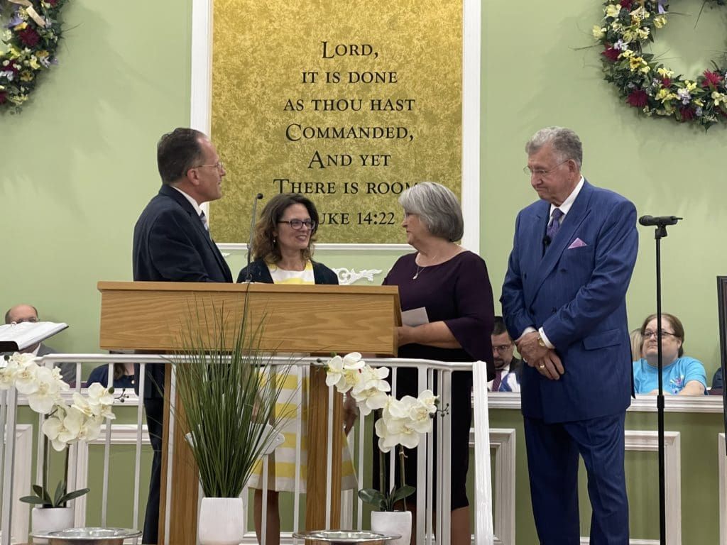 Pastor Roger and Heather recognizing the Wards