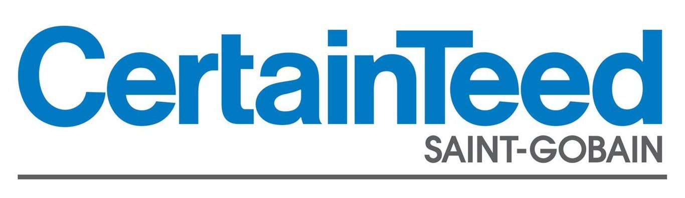Un logo bleu et blanc pour certainteed saint gobain