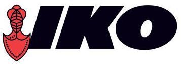 Un logo noir et rouge pour iko avec un bouclier rouge sur fond blanc.