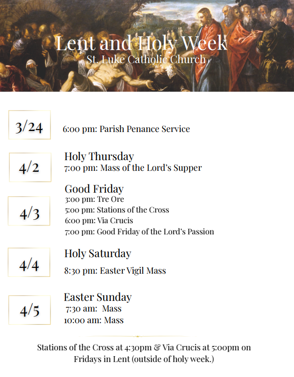 holy week schedule 2026