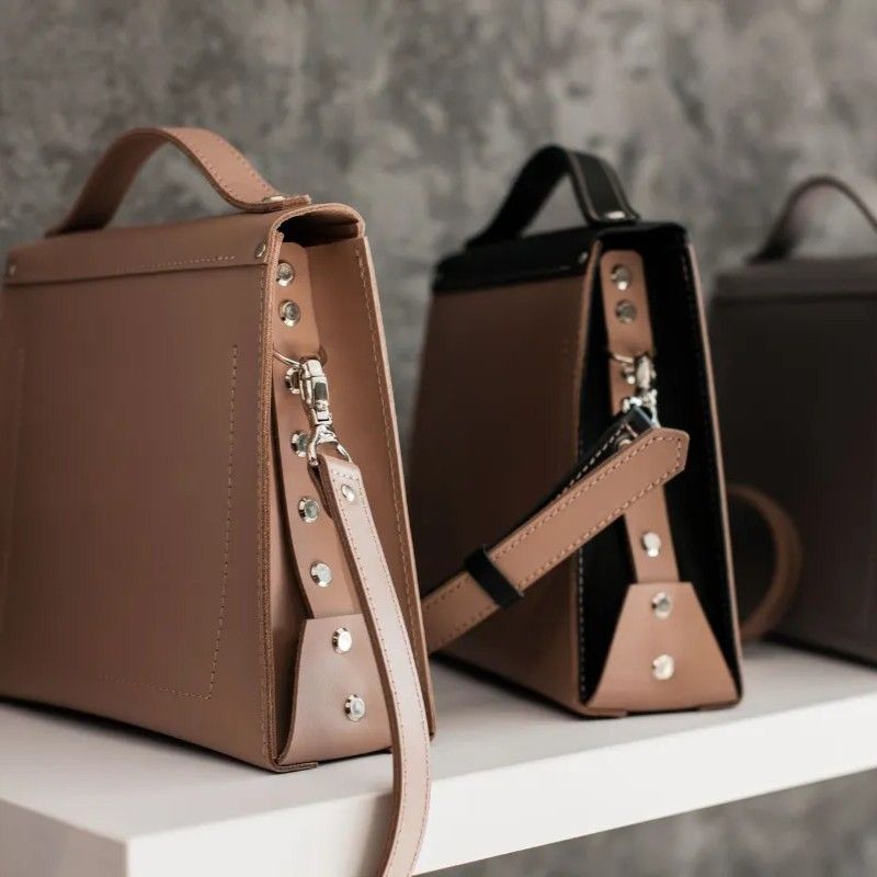 Close-up of a leather handbag detail