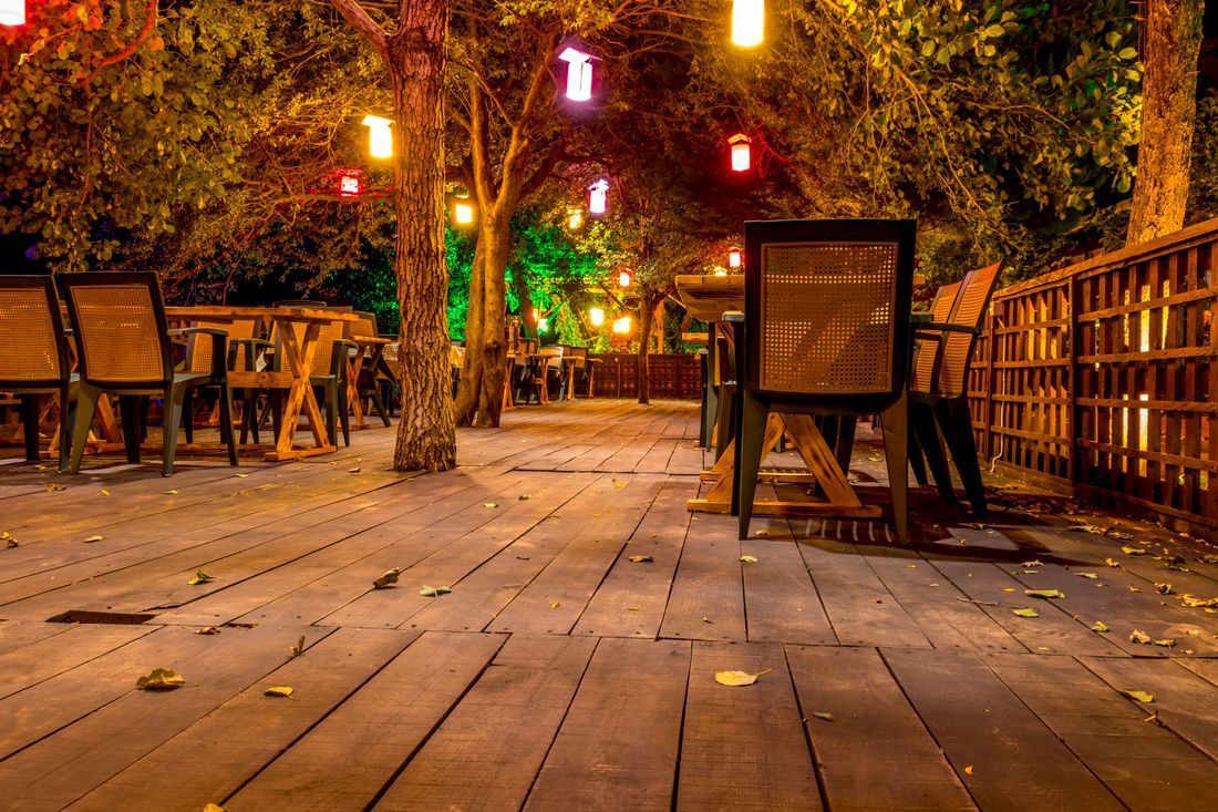 Outdoor decor and furniture display at Black Tie Beach