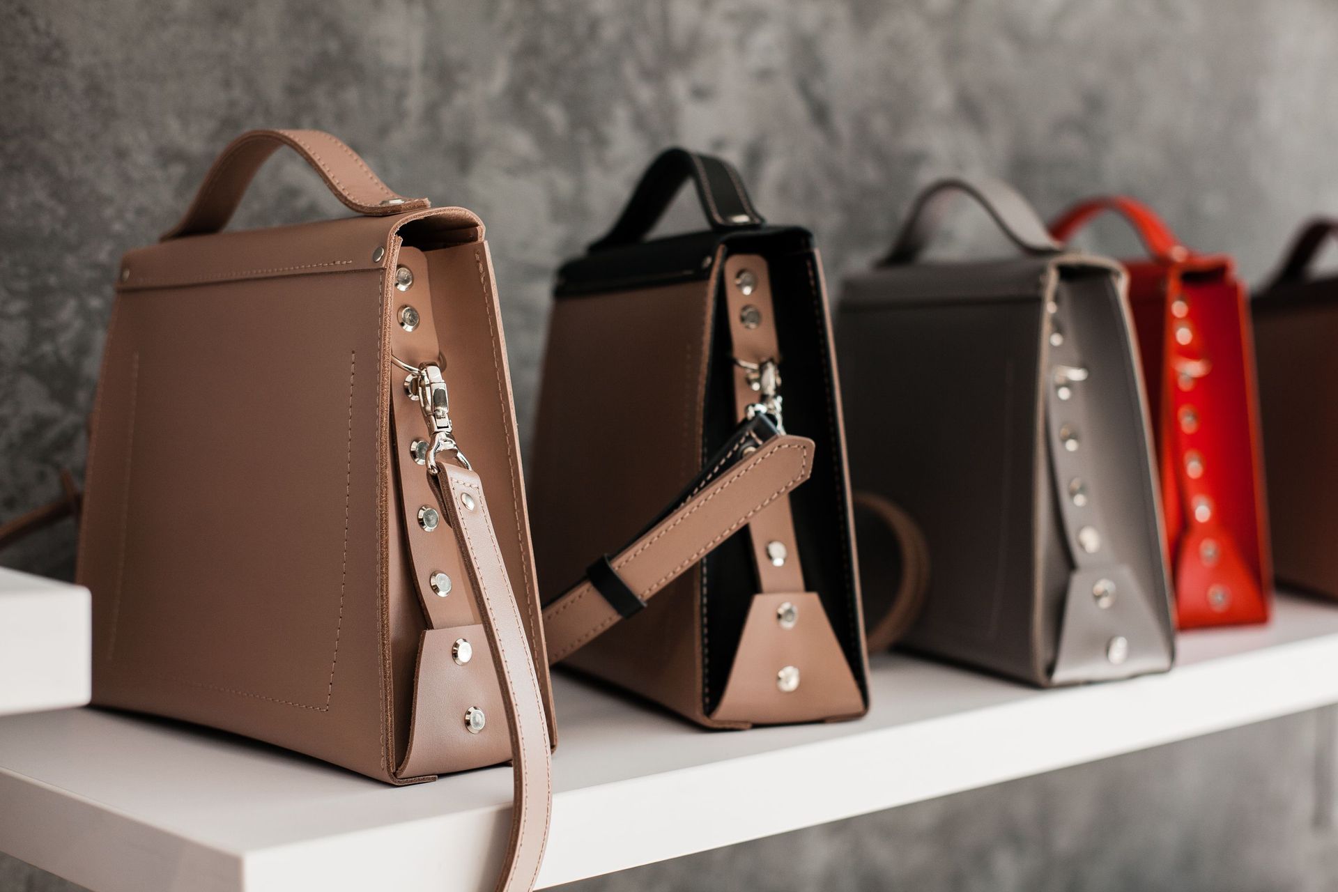 Close-up of a leather handbag detail