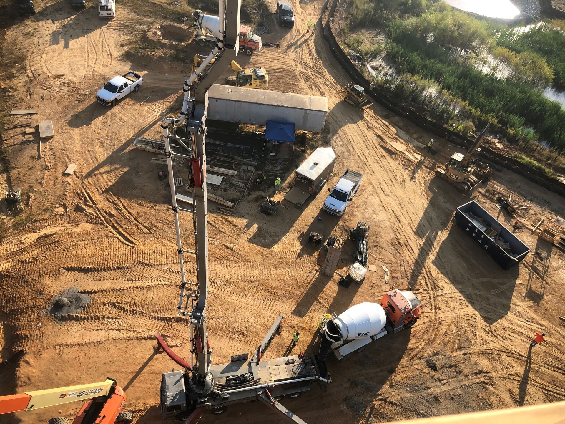 An Aerial View of a Construction Site with a Concrete Mixer on the Ground | Tallapoosa, GA | Taylor-Made Pumping