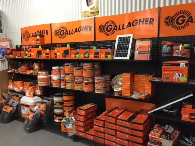 A Display of Gallagher Products in A Store — Hazells Farm & Fertilizer Services in Taminda, NSW