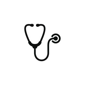 Black stethoscope icon on a white background