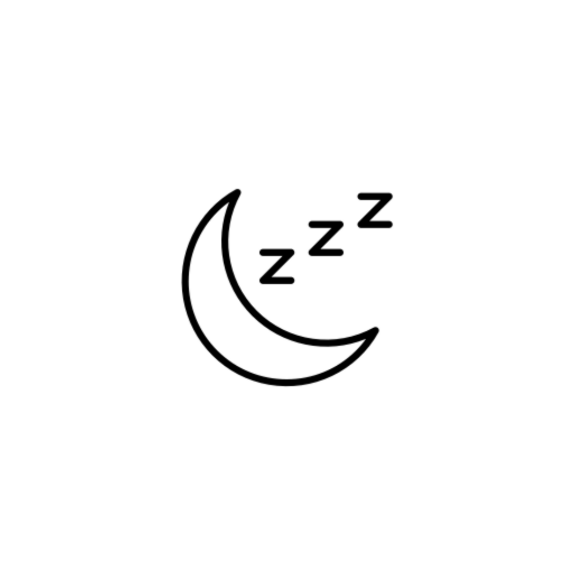 Crescent moon icon with three “Z” symbols, suggesting sleep or nighttime