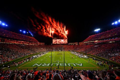 A football field with the word auburn on it