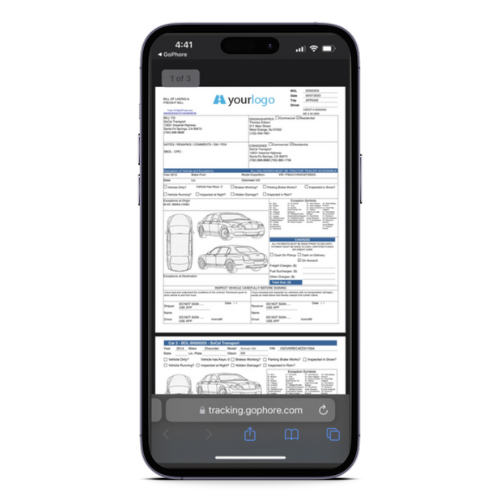A phone with a car inspection report on it