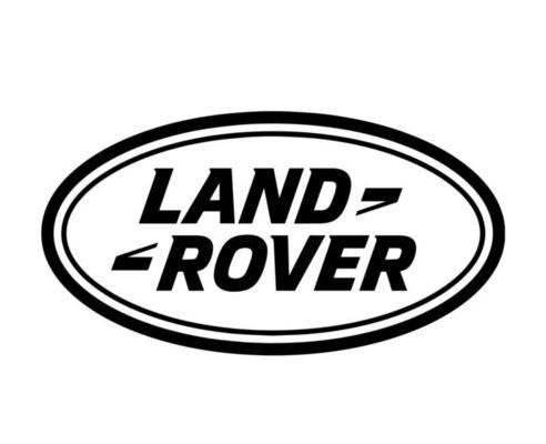 Land Rover logo: black text inside a white oval, framed by a black border.