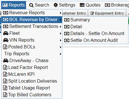 A computer screen shows a list of reports including revenue reports