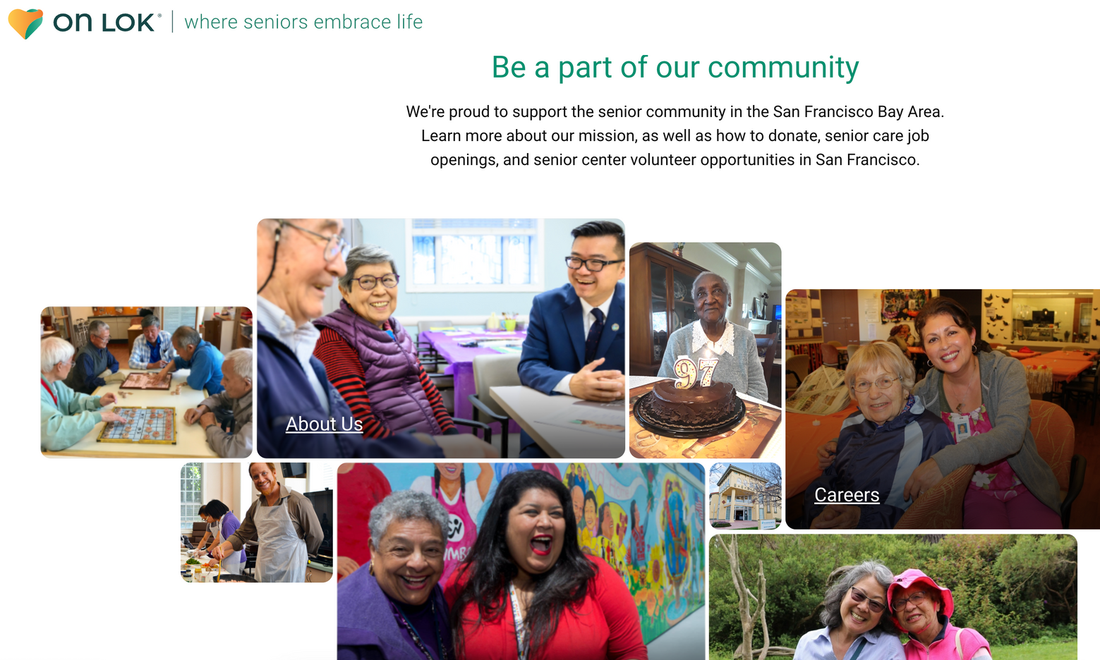 an advertisement for on lok where seniors embrace life