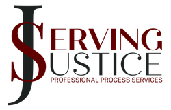 A logo for serving justice professional process services