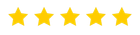 A row of five yellow stars on a white background.