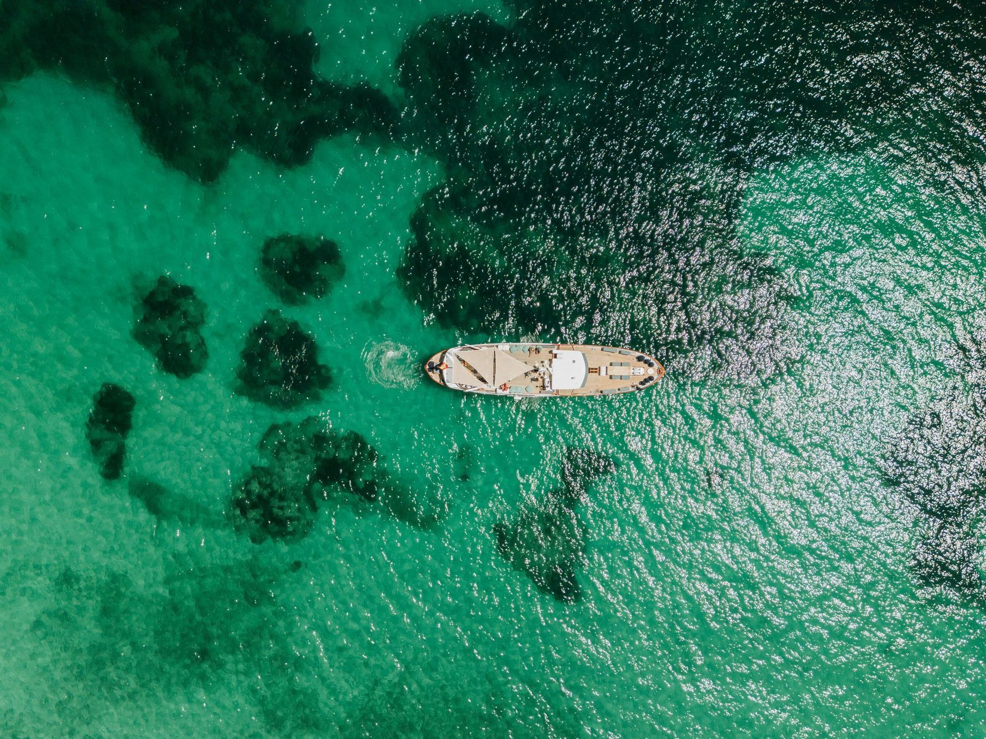 Responsible boat at sea in Mallorca